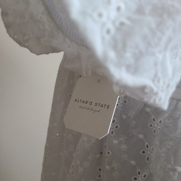 Altar’d State White Eyelet Milkmaid Dress Women's Size XL - Picture 6 of 14